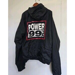 VTG Power 99 FM Jacket Mens 3XL Philadelphia Radio Philly Satin Nylon Black